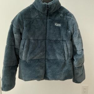 Kith Kids FAUX FUR NAVY Blue BOMBER Jacket